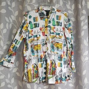 Ali Miles Multicolor Casual Button Down Shirt size M